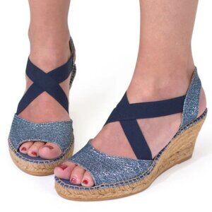 Toni Pons Origens Metallic Navy Blue Chambray Espadrilles